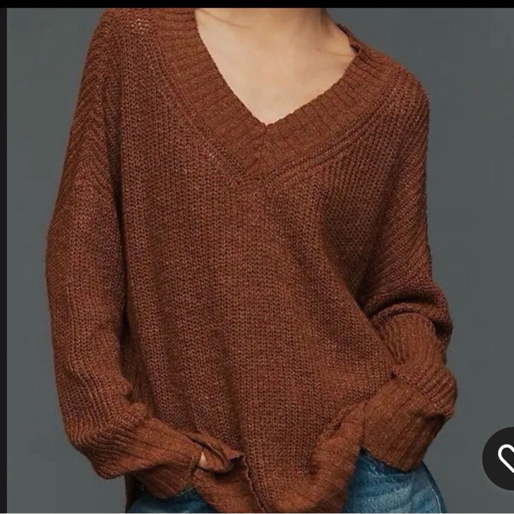 Anthropologie Pilcro Slouchy V-Neck Sweater Dusty Rose Size S Oversized